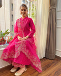 Kurti Pant with Organza Dupatta Set (Stitched)