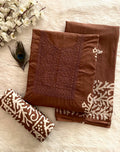 Lakhnavi Thread Work Block Print Batik Dress Material (Unstitched)