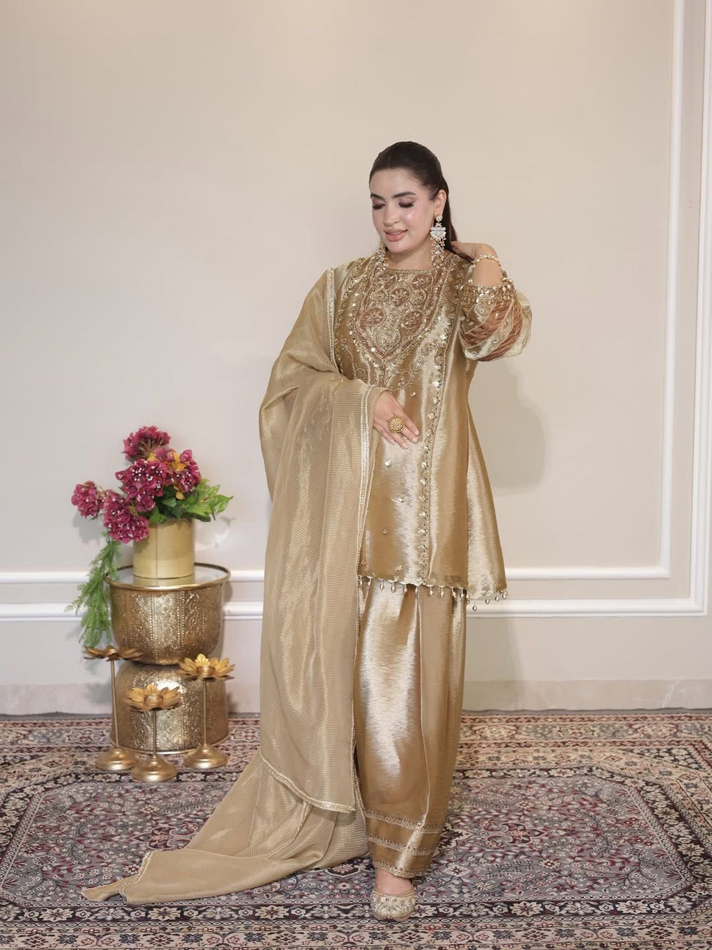 Fendy Silk Sequence Work Designer Farshi Salwar Suit Set
