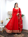 Elegant Red Gown Dupatta set for Karwachauth (Stitched)