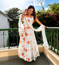 Vlveera White Heavy Silk Anarkali Gown Set with Zari & Sequins Work