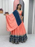 Chinon Silk Thread Embroidery work Lehenga Choli Set