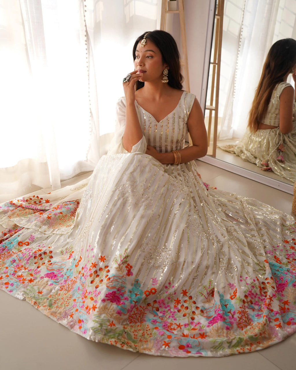 Faux Georgette Sequence Embroidery work  Lehenga Choli