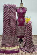 Modal Ghazi Silk Ajrakh Print Dress Material (Unstitched)