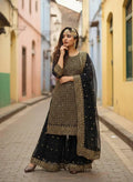 Georgette Zari Embroidery Work Kurti Palazzo Dupatta Set