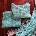Turquoise White Sequin Suit