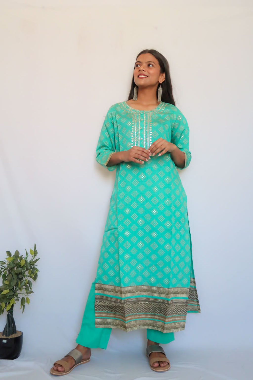 Turquoise Handwork Suit Set