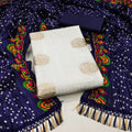 Jeckard Butta Croset work Bandhani Print Dupatta Dress Material (Unstitched)