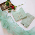 Pari Pastel Turquoise Mirror Embroidered Suit Set