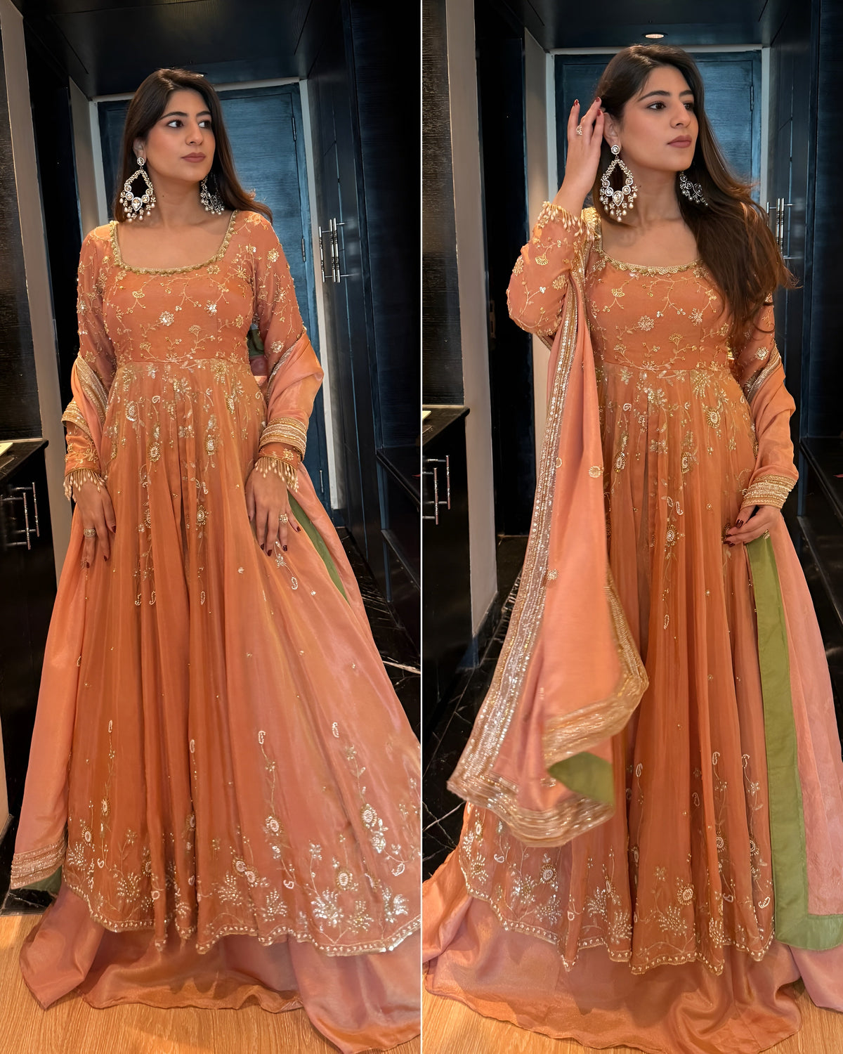 Star Georgette  Slik Anarkali Suit With Skirt