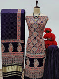 Modal Ghazi Silk Original Hand Blocked Ajrakh Print Dress Material (Unstitched)