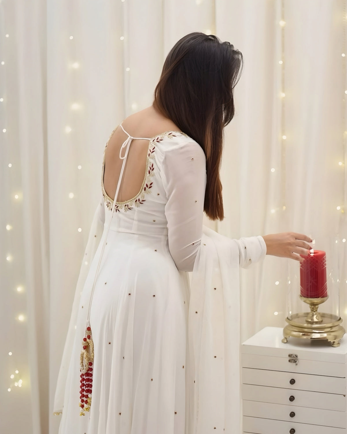 Hannah Traditional White Anarkali Suit 🤍