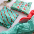 Turquoise Red Cotton Suit