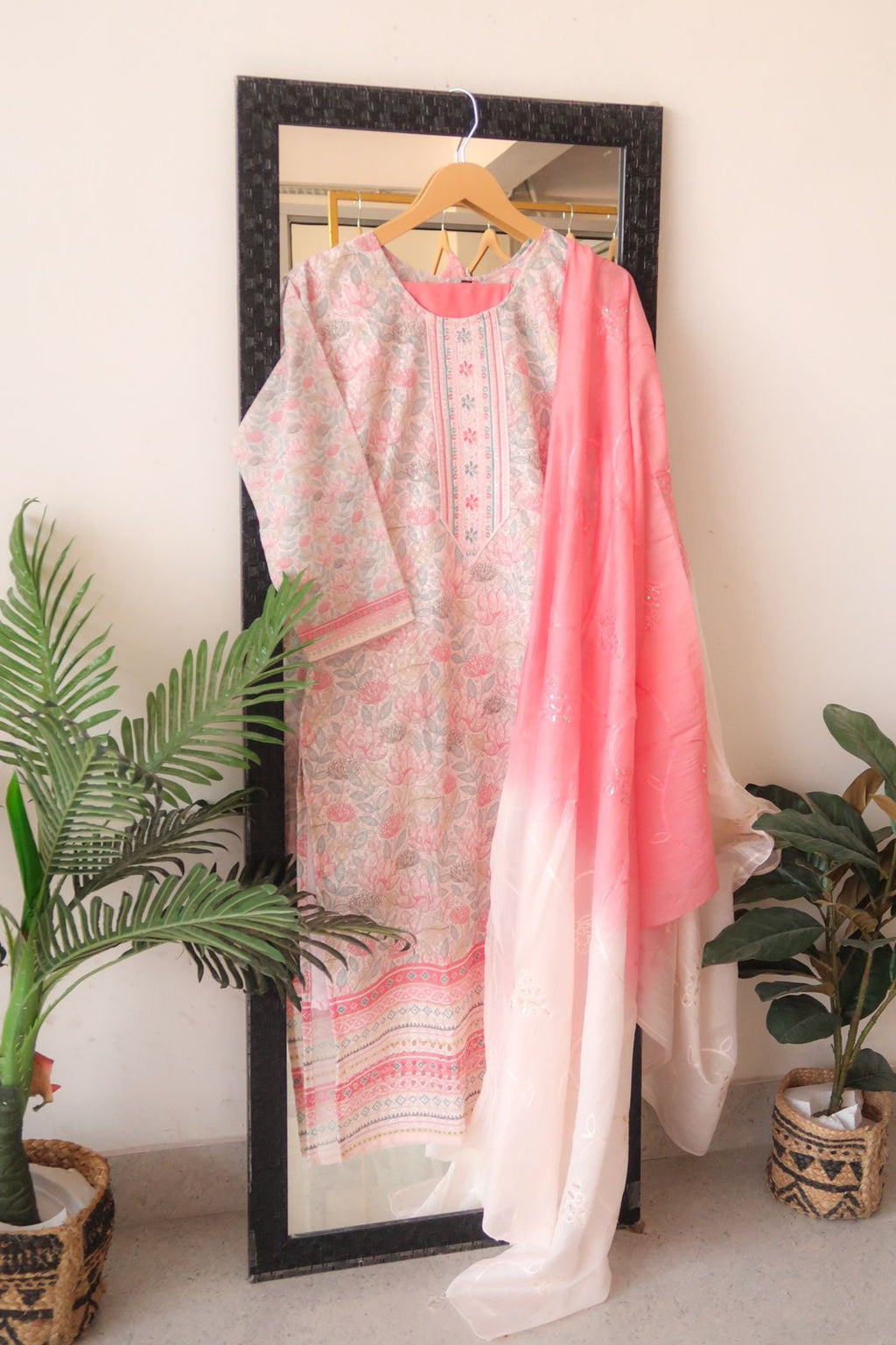 Serene Splendor: Sequin Embroidered Suit Set - Launch 16