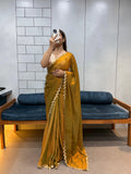 Dual tone space silk soft saree with contrast blouse