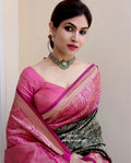 Pink Kanchipuram Silk Saree with Golden Weaving Zari Borders