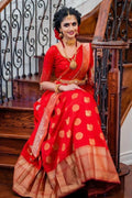 Red Kanjivaram Soft Silk Saree with Golden Work