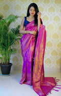 Purple Banarasi Soft Silk Saree for Party Wear