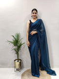 Multi Color Soft Silk Saree With Black Satin Blouse