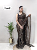 Soft Georgette Silk Saree With Satin Zari Patta