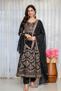 Noir Elegance Designer Anarkali with Dupatta Suit Set