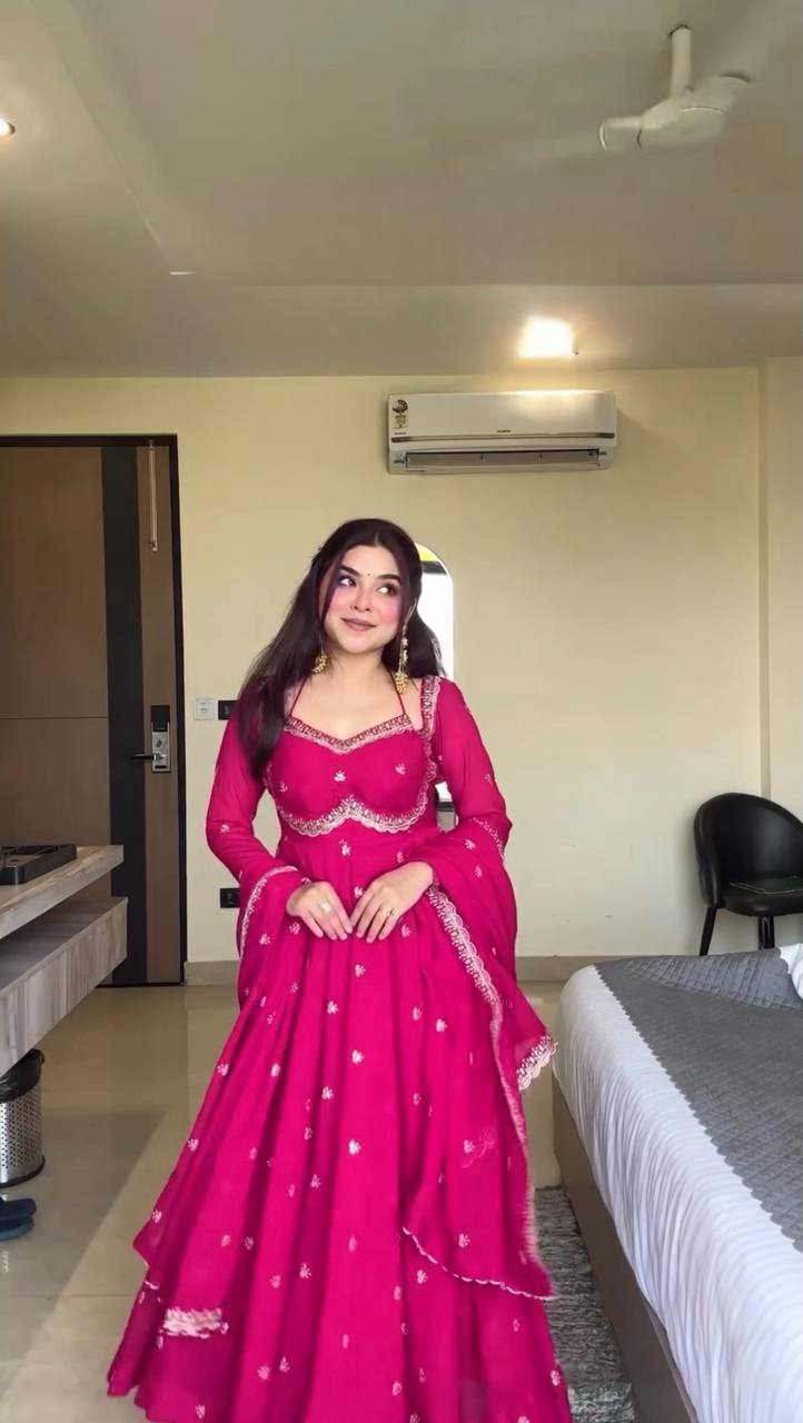 Classic Pink Anarkali Suit Set